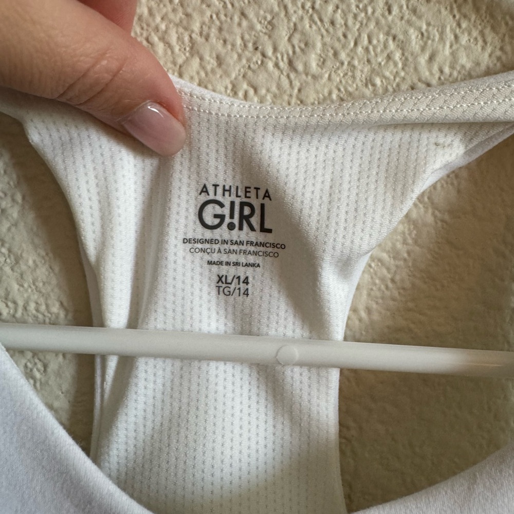 Athleta White Ribbed Racerback Tank - Picture 3 of 3